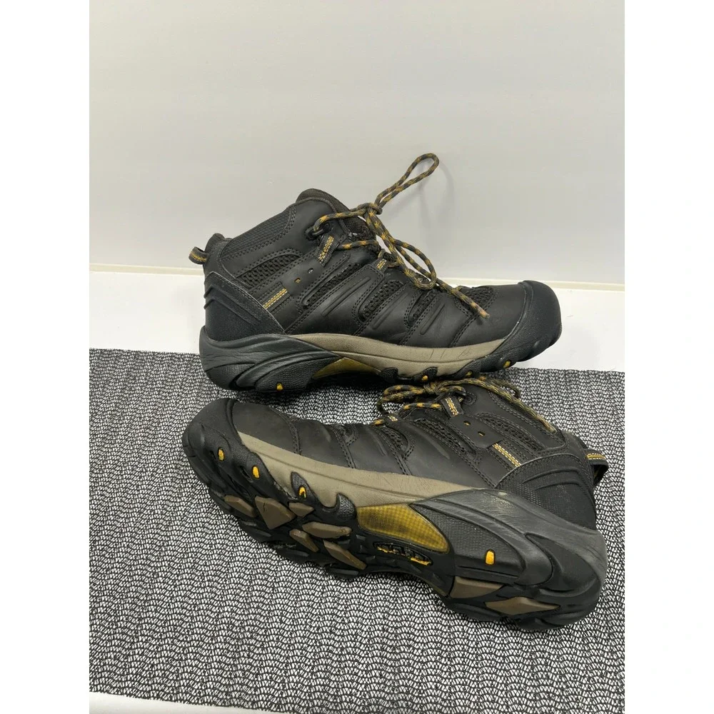 KEEN Lansing Mid Work Boots Black Waterproof Steel Toe Utility Mens Sz 11 D